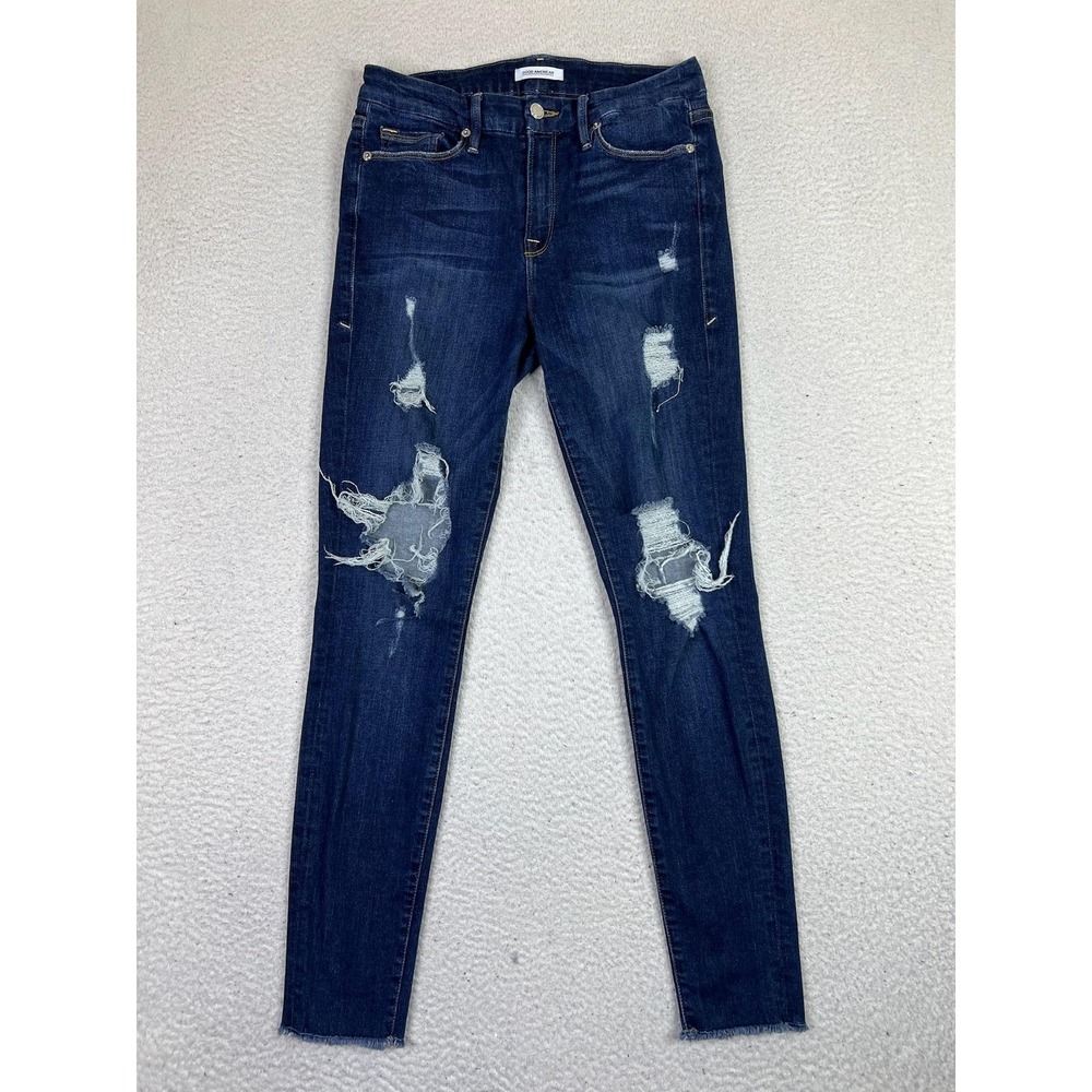 Good American Jeans Womens 6/28 Blue Good Legs Distressed Ripped Skinny USA